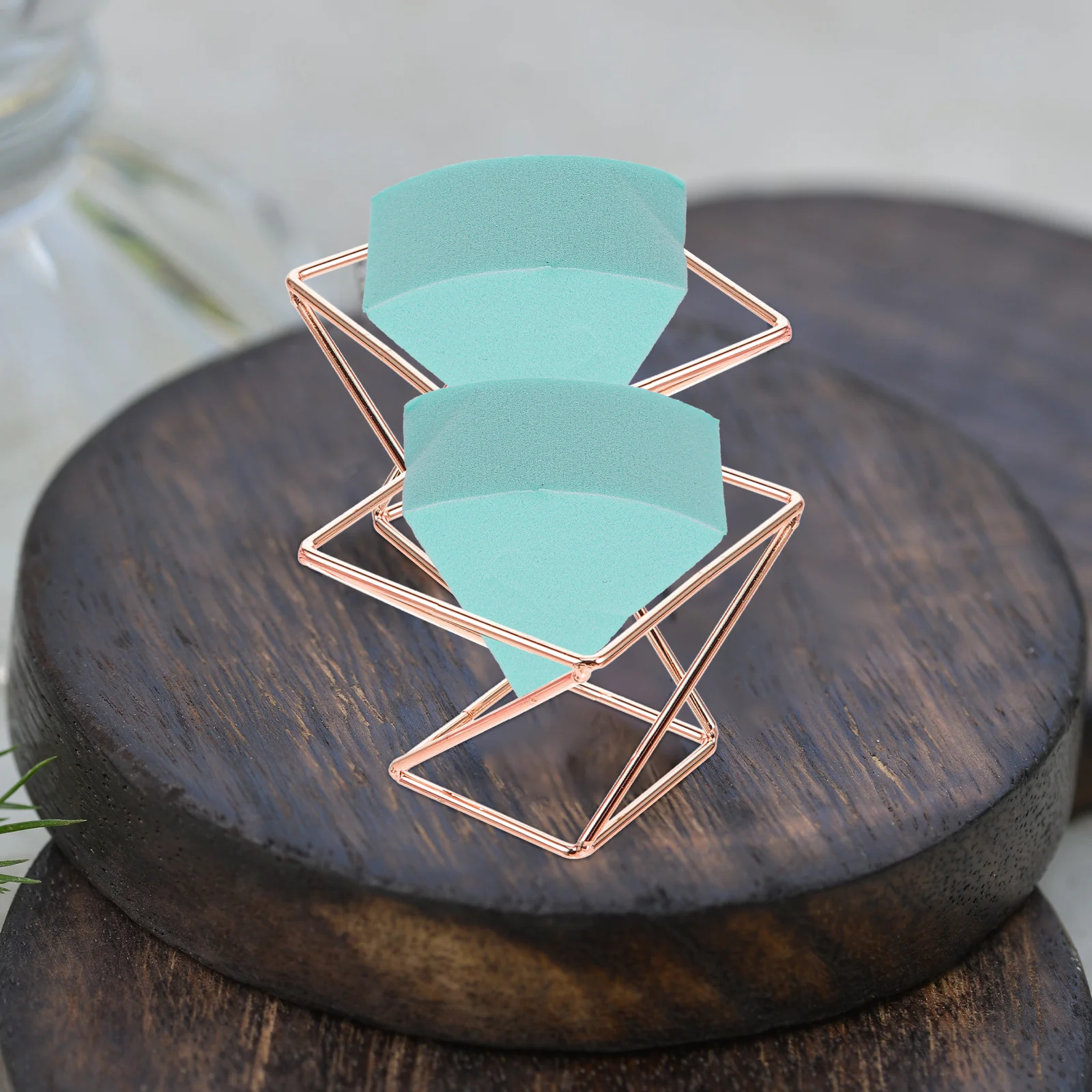 

4pcs Powder Puff Storage Rack Makeup Sponge Container Egg Holder Carbon Steel Beauty Holders Rose Gold Gold