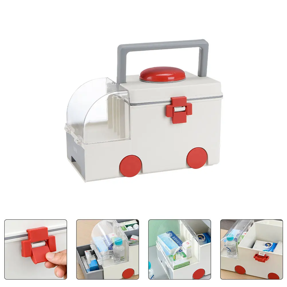

First Aid Storage Box Lightweight Plastic Large Capacity Medicine Storage Organizer Home Emergency Medical Case