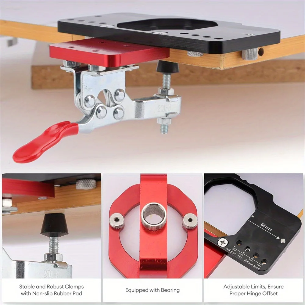 35mm Cabinet Hinge Jig,Easy Drill Guide for Precise Mounting,Adjustable for Various Hinge Types,Ideal for DIY & Woodworking
