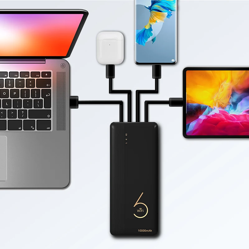 Oem/odm mini portátil 4g lte wifi6 roteador sem fio 10000mah com slot para cartão sim powerbank roteador wifi hotspot com banco de potência