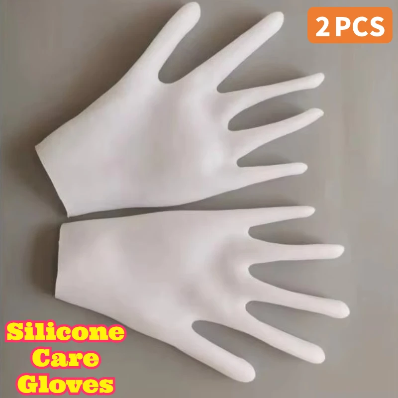 1 Pair of Waterproof Sun Protection Oil Resistant Thick Soft Silicone Gloves Moisturizing Dry Crack Prevention Hand Care Gloves