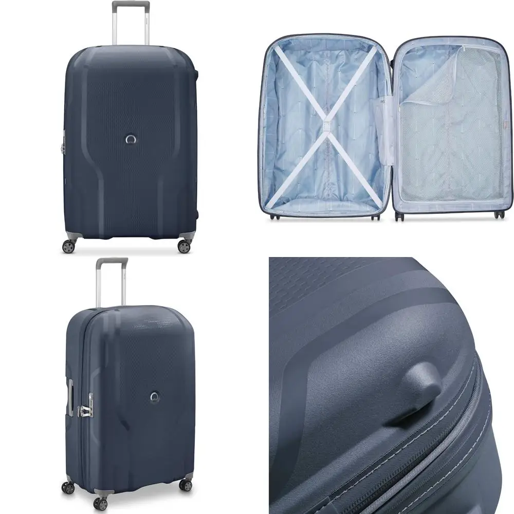 

paris clavel expandable hardside luggage with spinner wheels, blue jean, large checked 30 inch