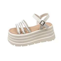 Fashion Cross Strap Wedge Heel Sandals Woman Summer Chunky Platform Slingbacks Women Slippers Thick Bottom Slides Flip Flops
