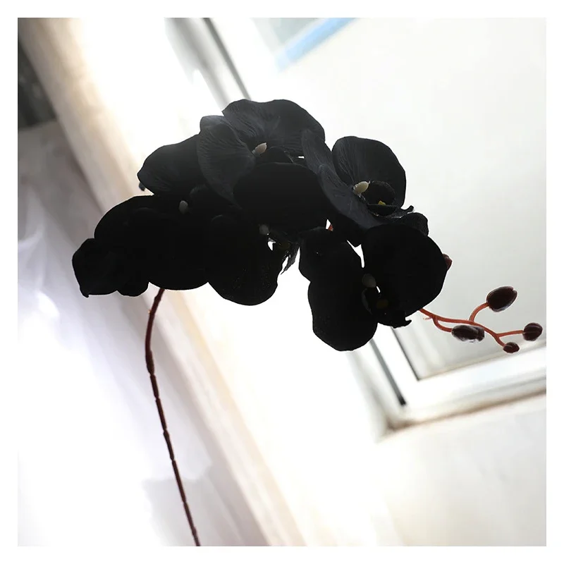  Artificial Flower Black Butterfly Orchid Silk Phalaenopsis For Wedding Christmas Home Decoration Garden Potted Fake Plant