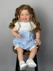 BZDOLL 60 CM Smiling Reborn Baby 3D Paint Skin With Vein Cloth Body Vinyl Doll Toy For Girl Princess Hand Made Bebe Artist Bebe