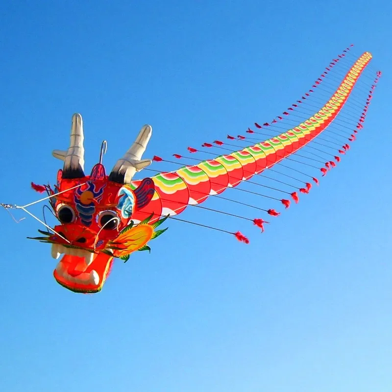 Chinese dragon kite flying traditional kite outdoor games professional kite spinning top with rope wind kite toys Paper kite fun