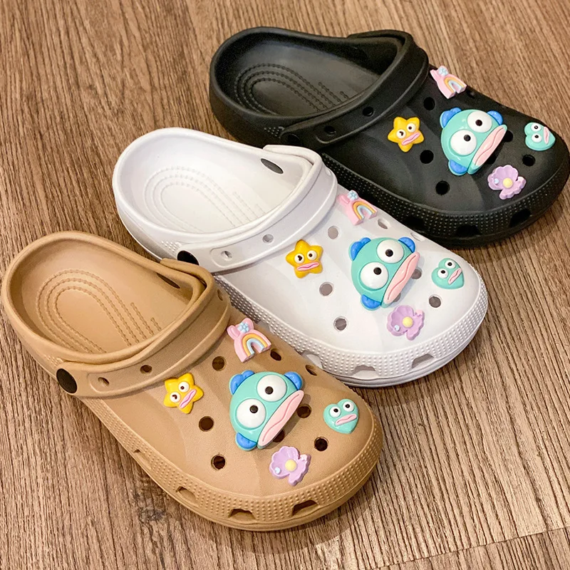 

Модные женские сандалии-сабо с мультяшным принтом для студентов, универсальные, с закрытым носком, пляжные мужские шлепанцы