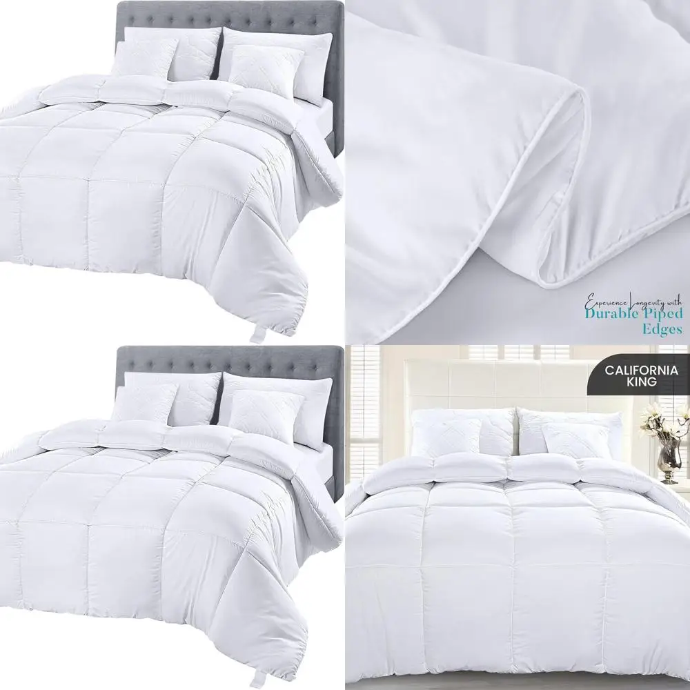 

California King Quilted Duvet Insert with Corner Tabs, Box-Stitched White Alternative Comforter