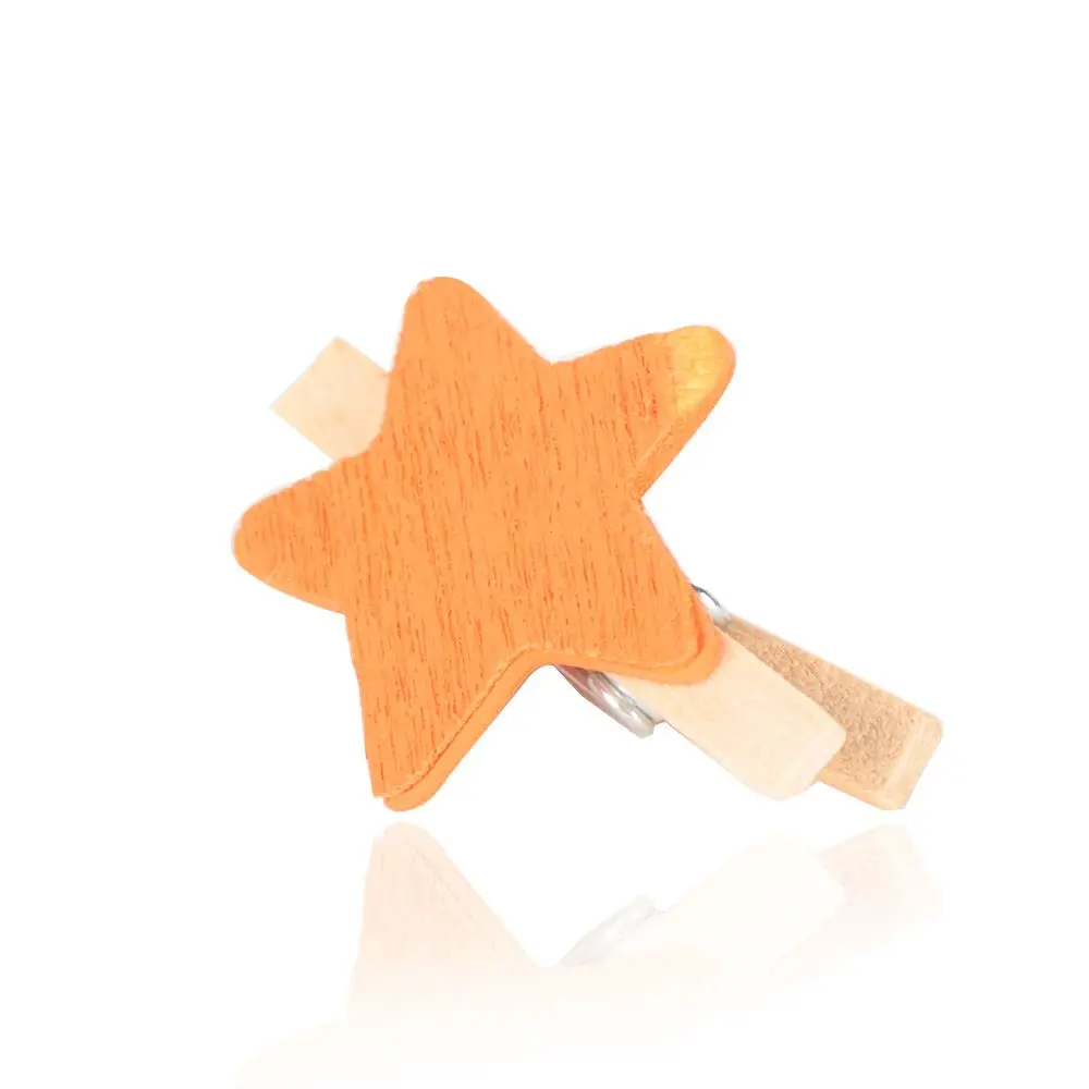 Mini Colorido Estrela De Madeira Craft Clips, Cartão, Foto, Papel, Peg, Prendedor de Roupa, 50Pcs