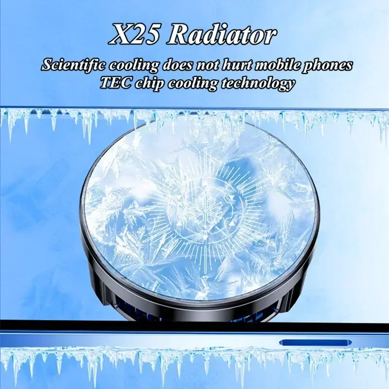 X25 Cell Phone Magnetic Semiconductor Radiator with Digital Display Wireless Charging Function Cooling Fan for PUBG Game Cooler