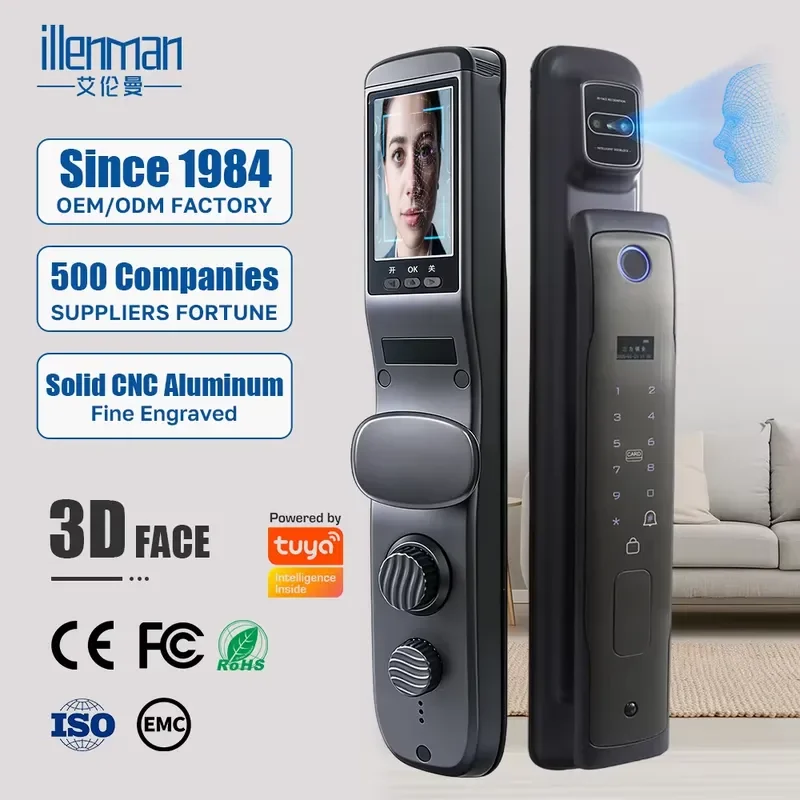 Facial recognition Graffiti TTlock App Smart Door Lock Home Anti-theft Fingerprint Password Door Lock with Camera for Family