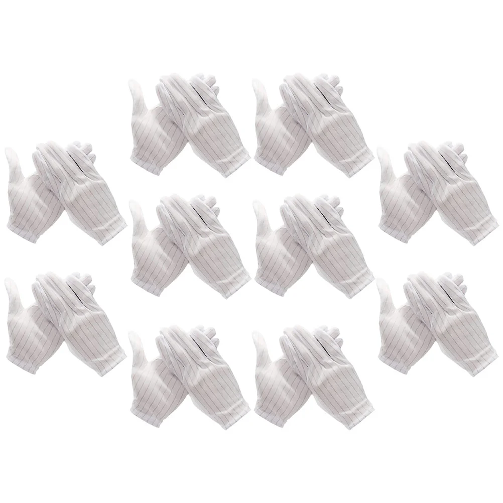 

10 Pairs Gloves Work Anti-static Safety for Electronics Repair Computer Clean Protective White Installation