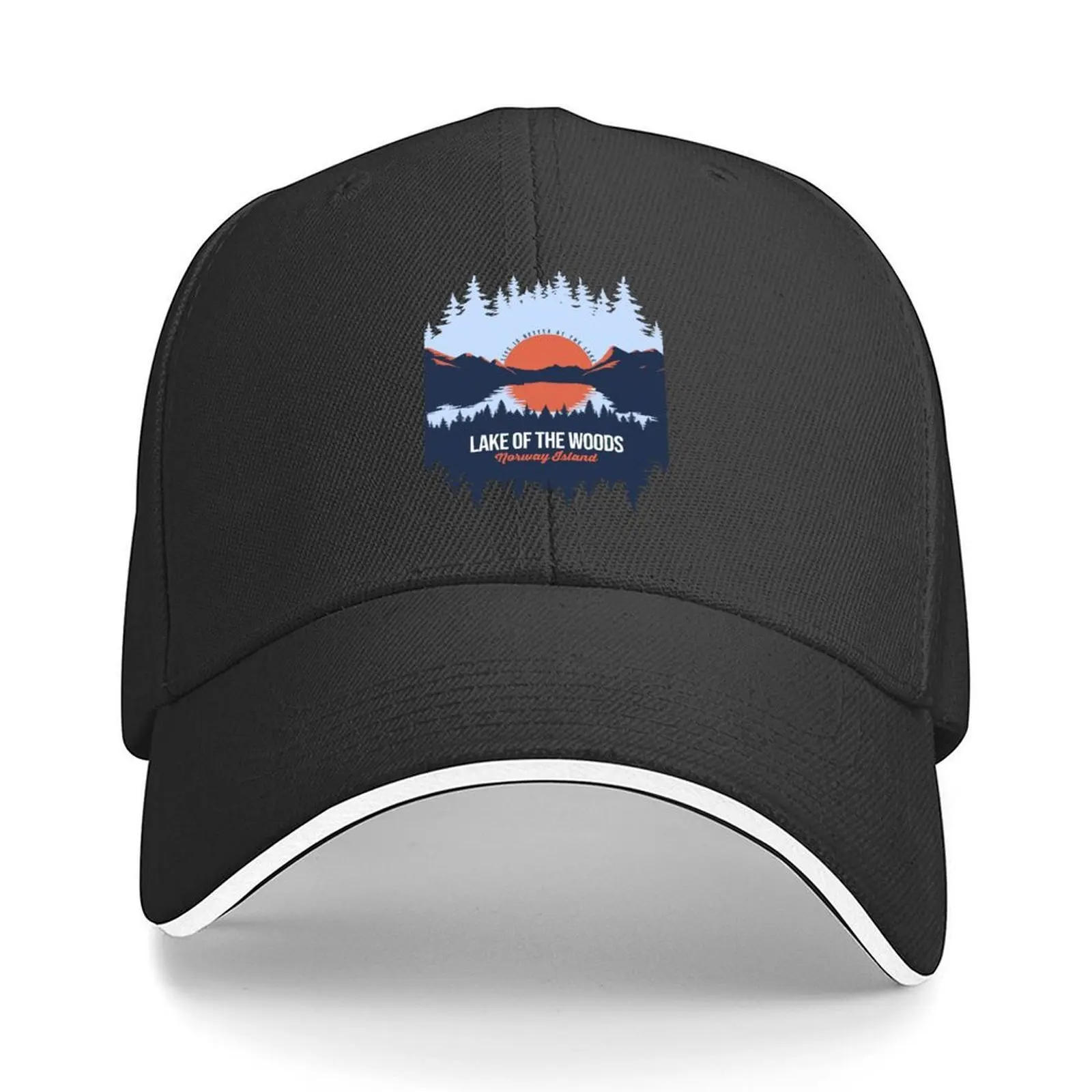 

Lake Of The Woods Norway Island Lake With Mountain And Pine Tree Baseball Cap Hat men Anime fashionable Golf Men Women's