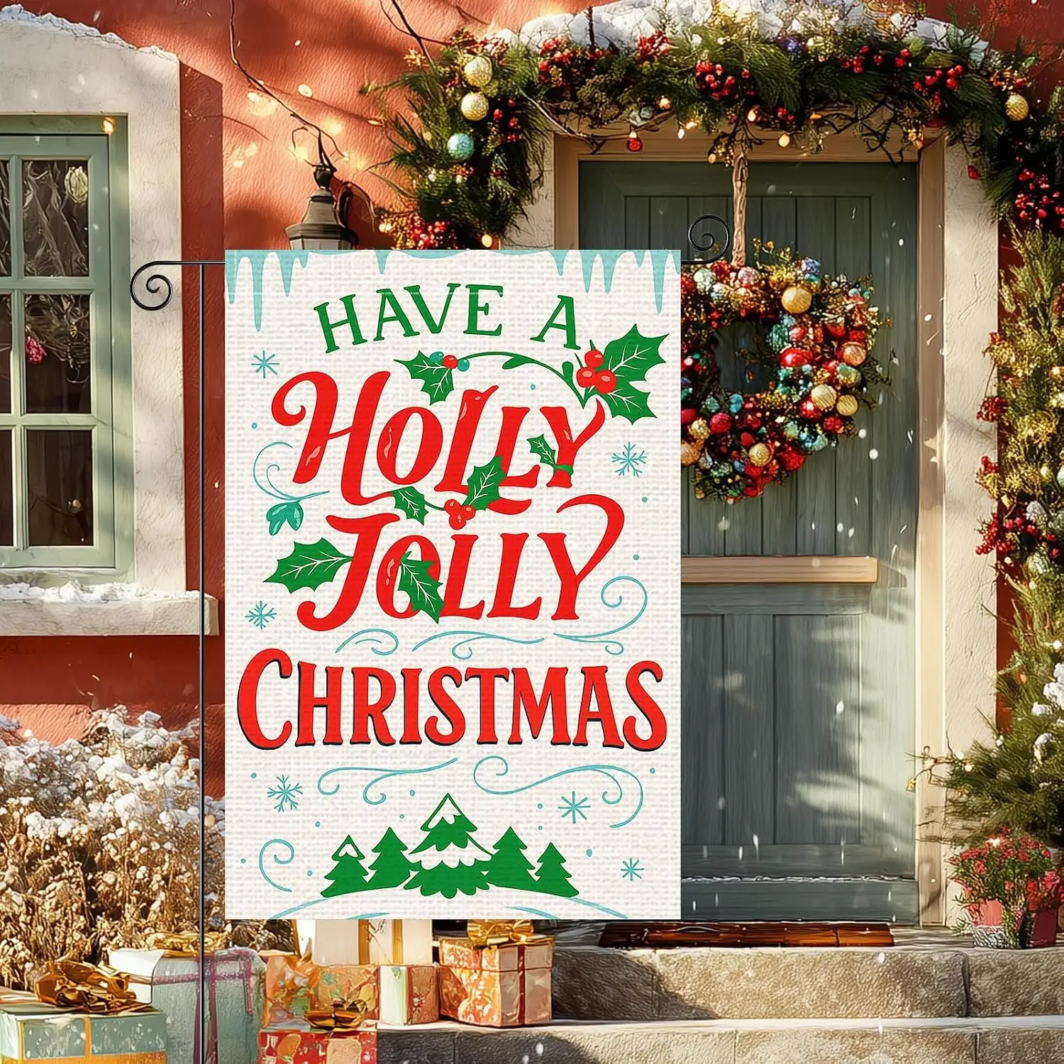 Christmas Holly Jolly Garden Flag 12x18 Inch