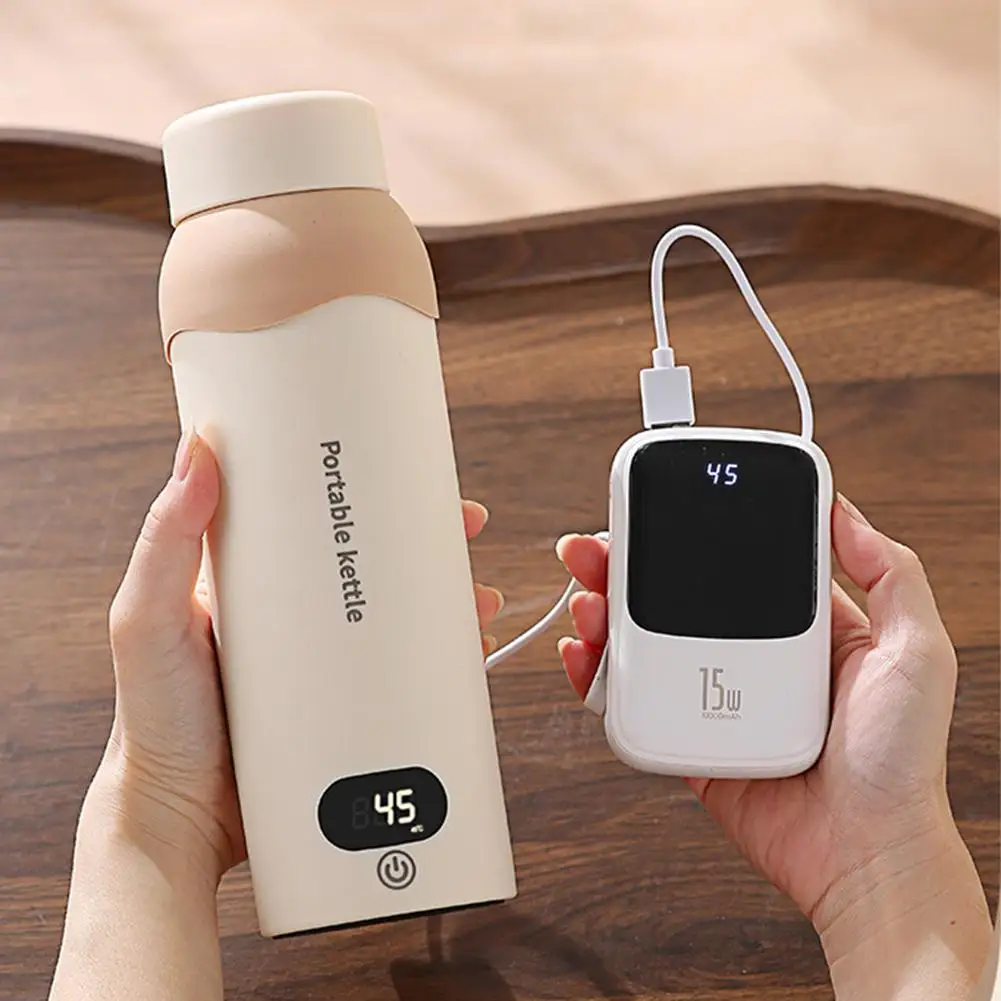 

Portable Usb Travel Electric Kettle, 500ml 304 Stainless Steel Heating Water Cup With Lcd Display & 6 Temp Control For Camping