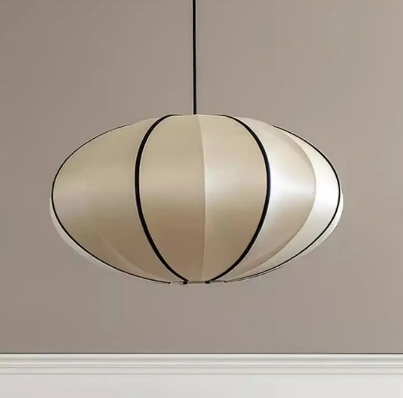 Wabi-sibi النمط الياباني القرون الوسطى الثريا غرفة المعيشة ديكور المنزل غرفة نوم فانوس الحرير زن قلادة الخفيفة #4