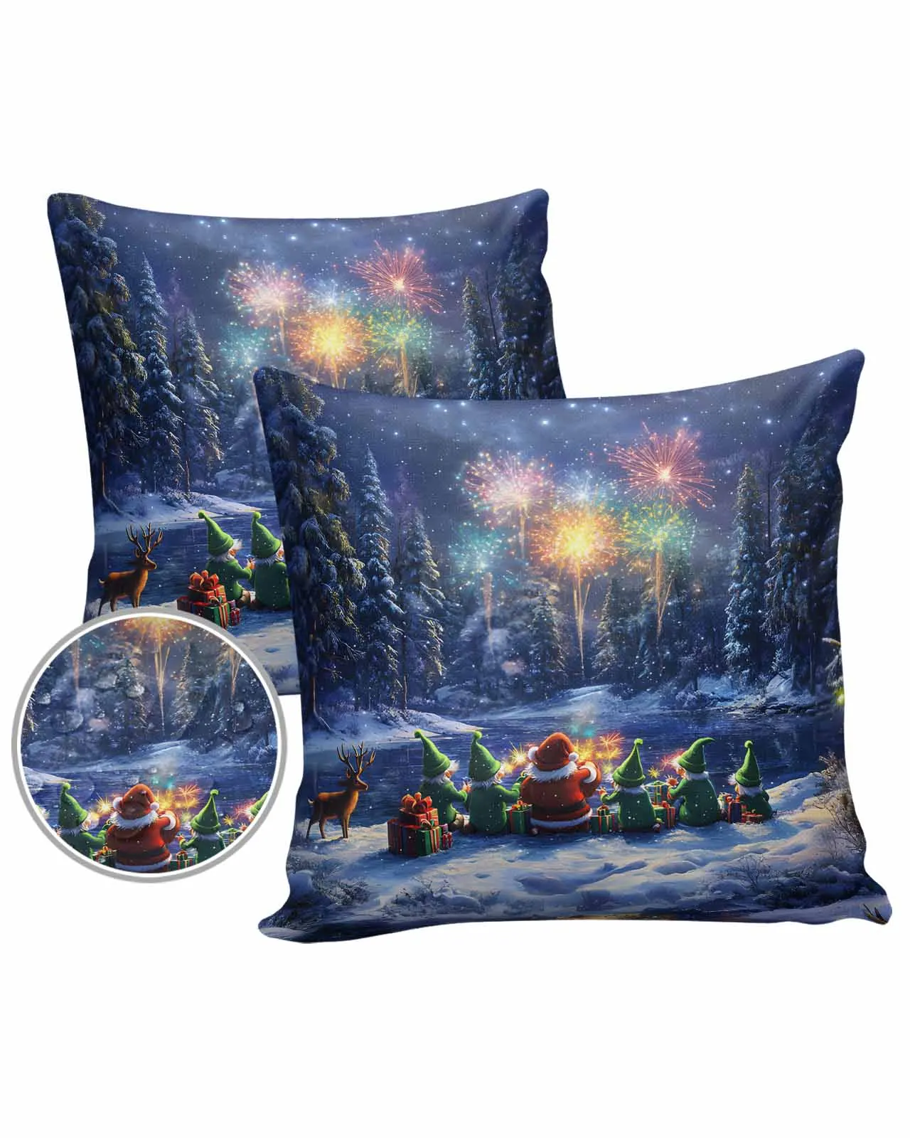 2/4PCS Christmas And Winter Elderly Throw Pillow Cover Case For Sofa Car Home Decoration Pillowcase