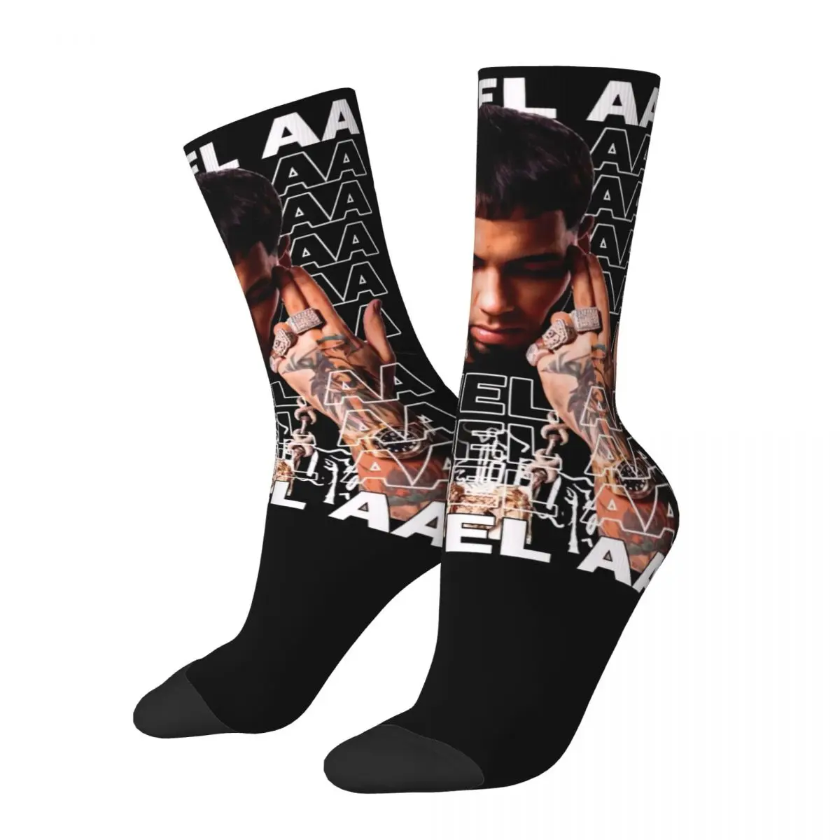 High elasticity polyester fiber 3D printing cosy Unisex Running Vintage Rapper Anuel AA Interesting Four Seasons Socks