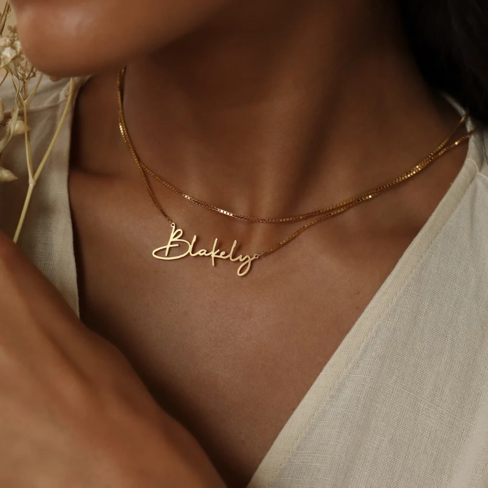 Personalized Name Necklace with Box Chain, Perfect Gift for Her Personalized Gift