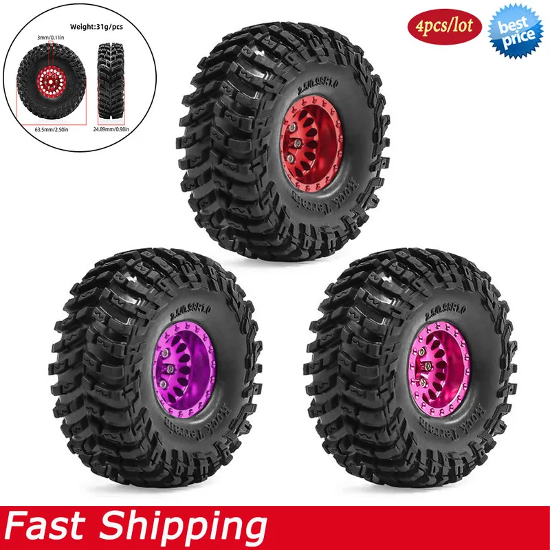 1.0 inch Metal Beadlock Rubber Wheels Tires for RC Crawler 1/18 Traxxas TRX4M SCX24 FMS Ascent-18 Axial AX24 FCX24 Upgrade Parts