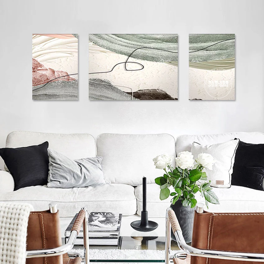 

3PCS Canvas Decoration Oil Paintings Large Size Contemporary Abstract Frameless New Arrival Design Wall Art Pictures For Hotels