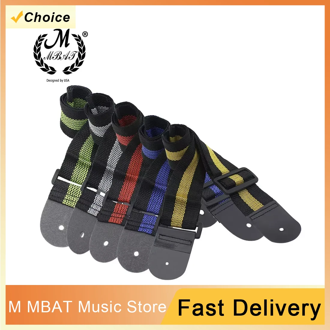M MBAT Adjustable Universal Guitar Strap Adjustable Nylon Guitar Belt with PU Leather End for Acoustic Classical Electric Guitar
