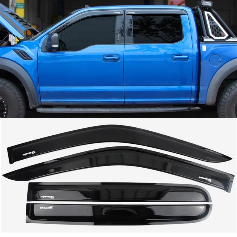 

For 4door Ford Raptor F-150 Window Visor Side Wind Deflector Black Rain Guard Accessories F150 Side Spoiler 2017-2020 Year