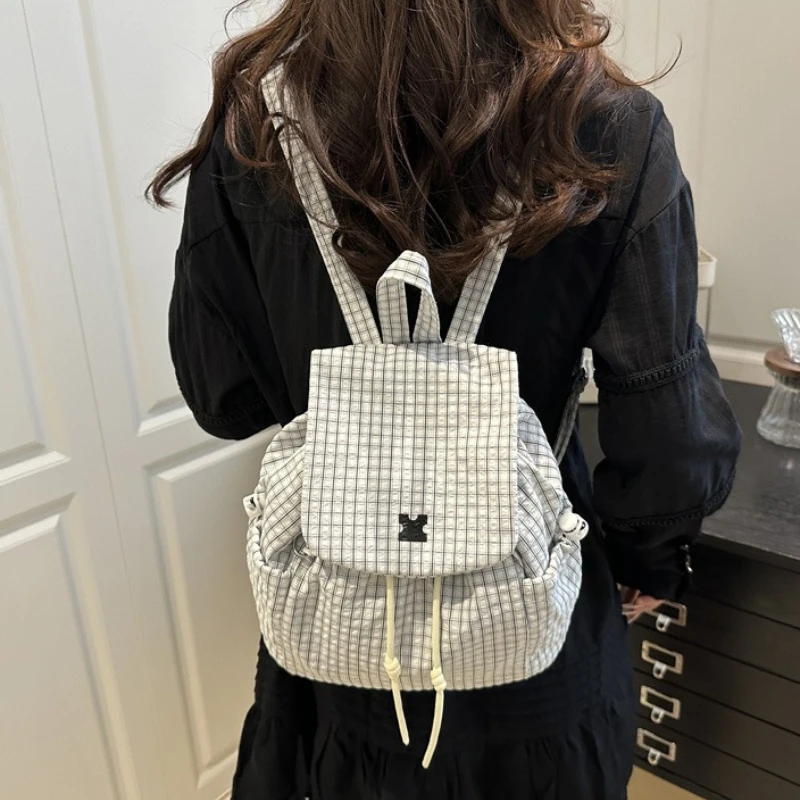 Fashion Drawstring Backpack, Flap Cover Small Daypack,Casual Shoulder Bag with Adjustable Straps,Cute Rucksack for Daily School