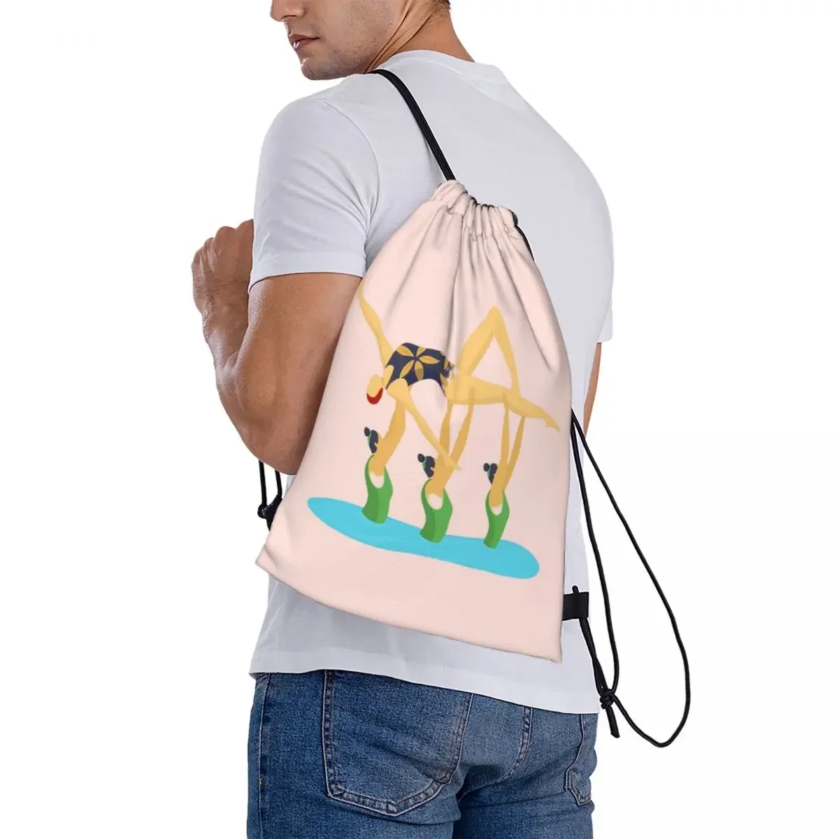 J'aime Synchro! Sac à dos Synchro Swimmer pour hommes et femmes, proximité Wstring, Bundle Pocket, Sac de sport, Sac à livres pour étudiants