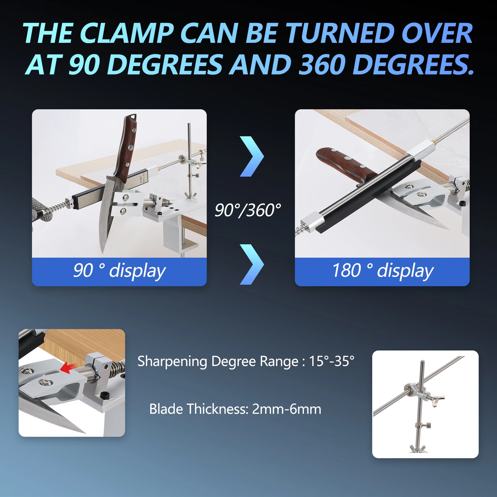 360° Flip Fixed-Angle Knife Sharpener System  Aircraft-Grade Aluminum Whetstone Kit | Pro Kitchen Tool Sharpening Solution