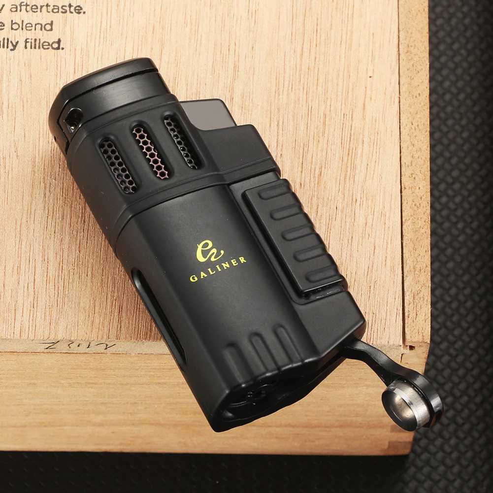 Galiner Mini Pocket Cigar Cigarette Puro Lighter Windproof Jet Torch Cigar Lighter Gas 4 Flame Lighters Gadgets Cool Cakmak