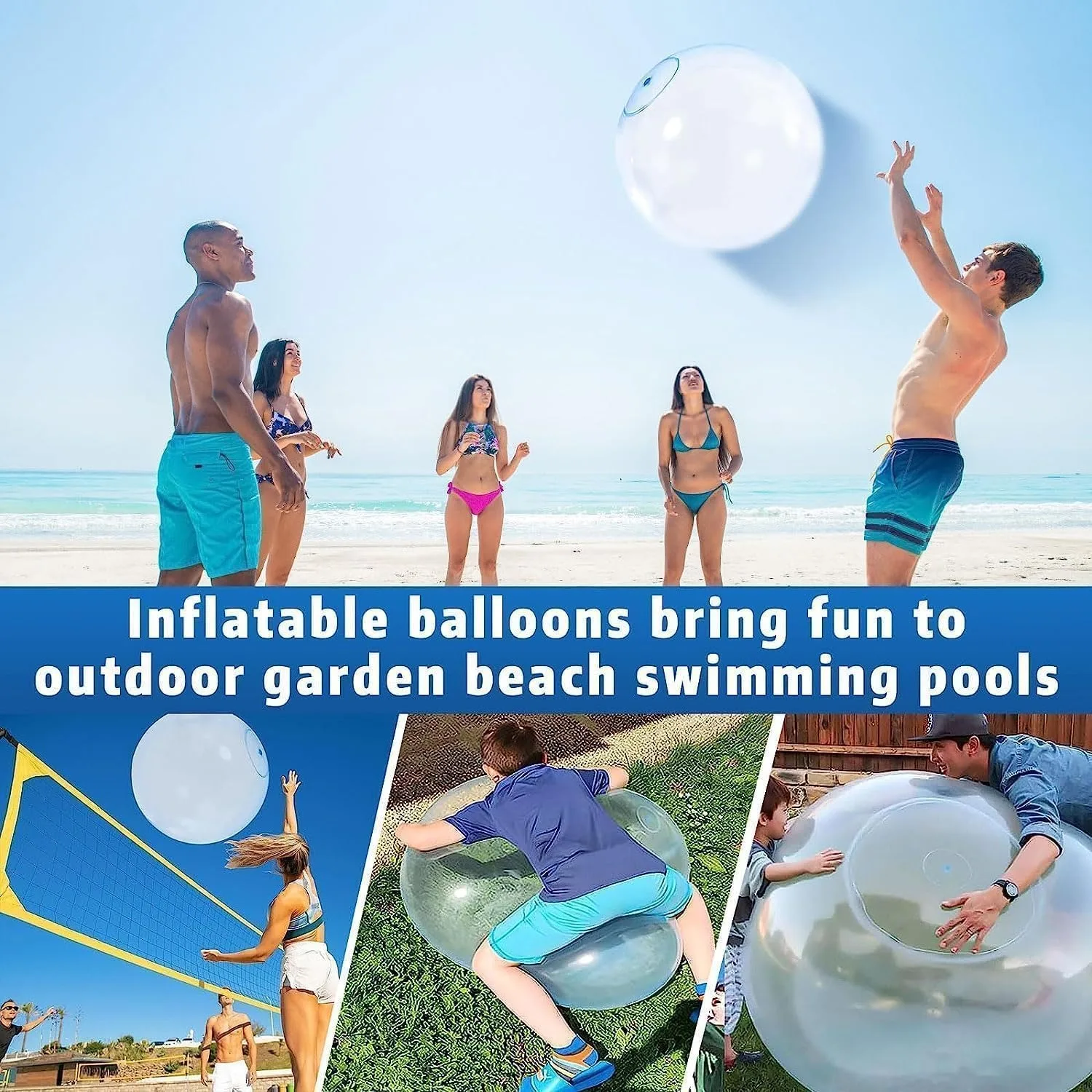 Super magische Blasenkugeln, aufblasbarer Wasserball, transparente Hüpfballons, Wasserspaß zum Spielen im Freien, Pool-Partygeschenk