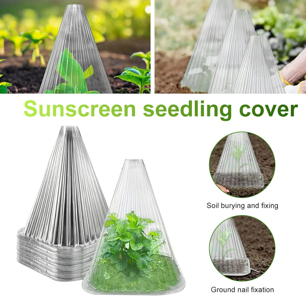 D5 20Pcs Garden Plant Cloches Cover Reusable Square Plant Growth Sunscreen Seedling Cover Greenhouse Plant Protection Cover