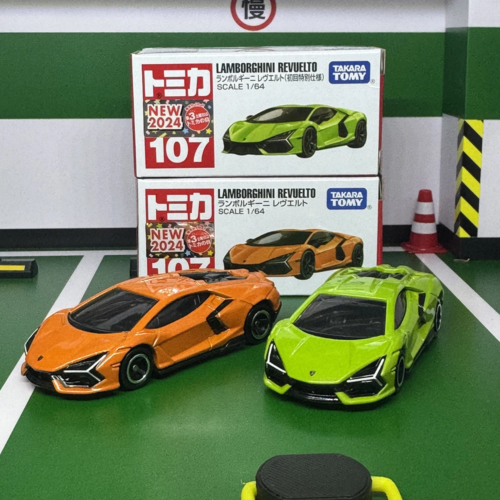 Takara Tomy Tomica nr 107 Lamborghini Revuelto samochód zabawki ze stopu pojazd silnikowy odlewany metalowy model dla dzieci