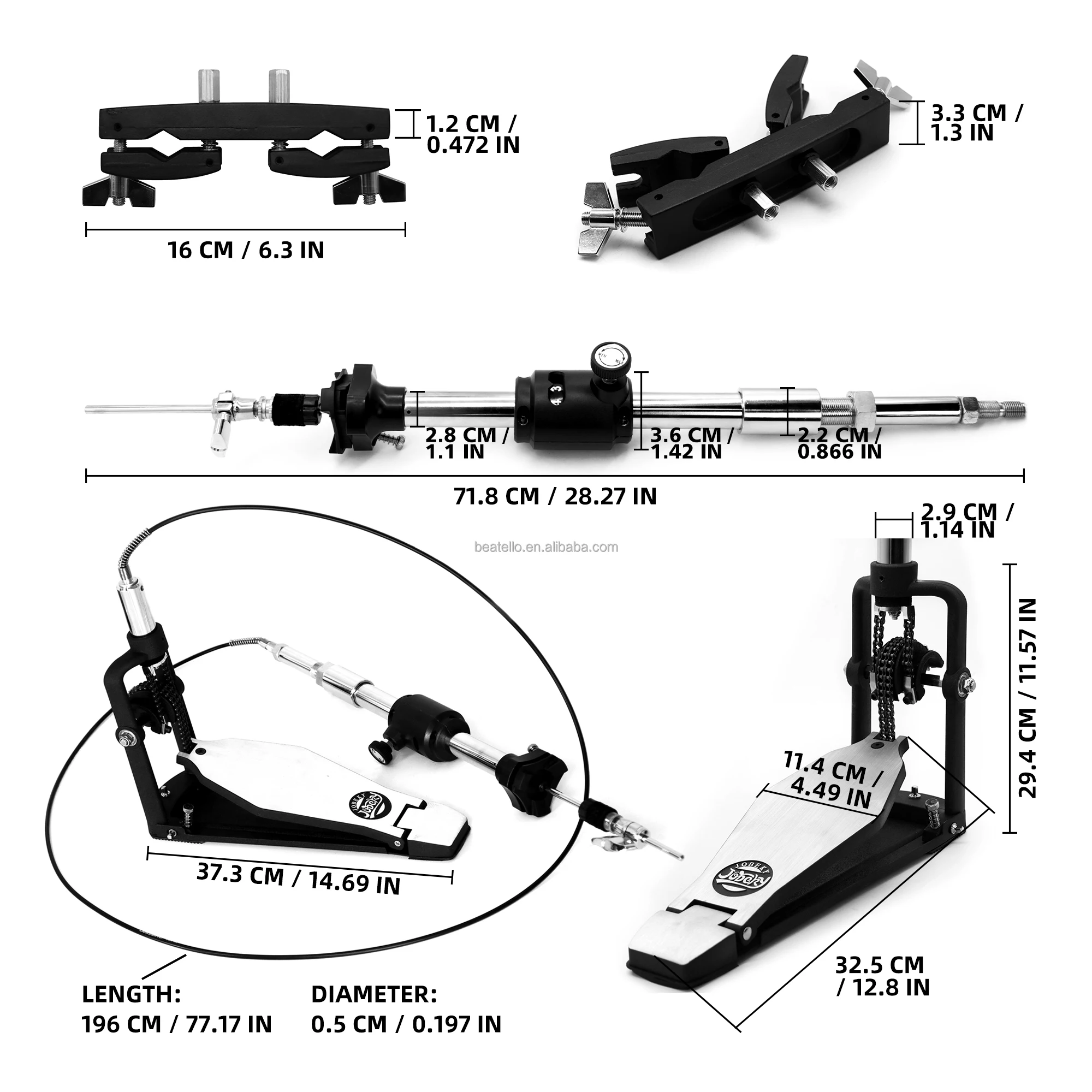 Hi-Hat Foot Pedal Direct Drive Shaft Durable Drum Percussion Hi-Hat Clutch Fixable on Any Bracket