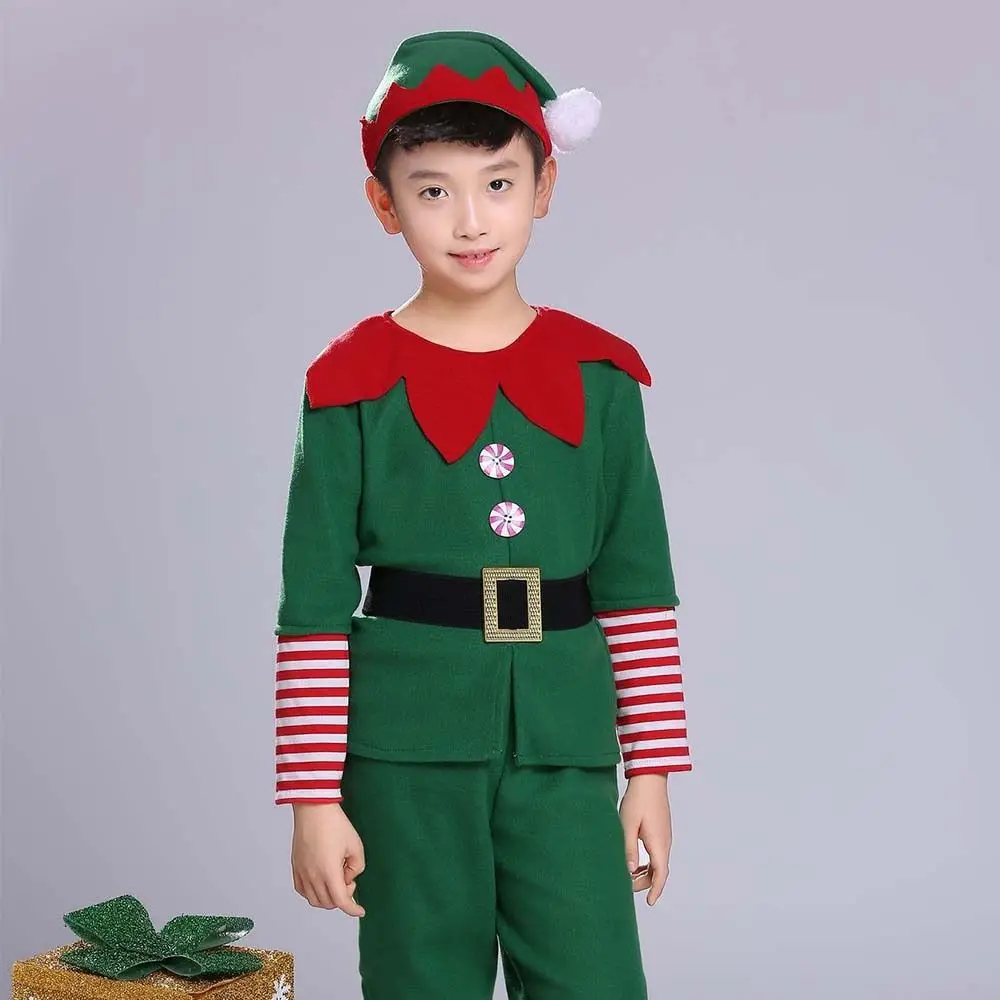 Hoed Kerst Cosplay Kostuum Sokken Jurk Groene Elf Kostuum Feestdoek Accessoires Kerstfeestaccessoires Kinderen en volwassenen