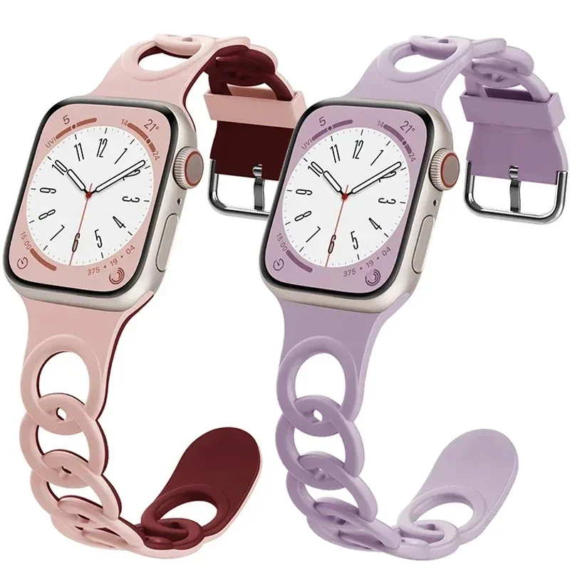 

Soft Silicone Band for Apple Watch 9 8 7 6 5 4 3SE Strap Bracelet for iWatch Ultra 49mm 45mm 41mm 40mm 44mm 38mm 42mm Watch Band