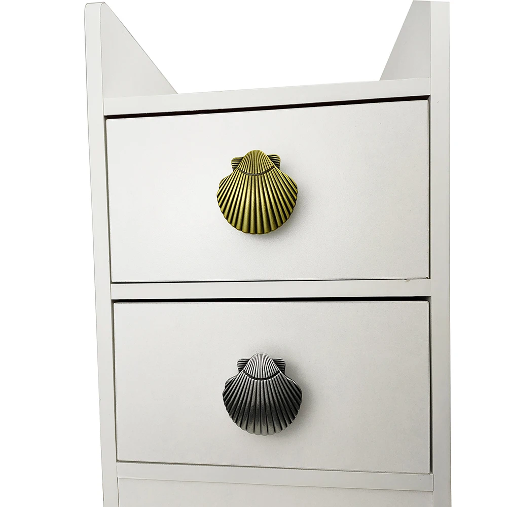 Scandinavian Style Antique Pewter Color Creative Large Shell Drawer Pulls Cabinet Wine Cabinet Pulls Children's Room Decoration
