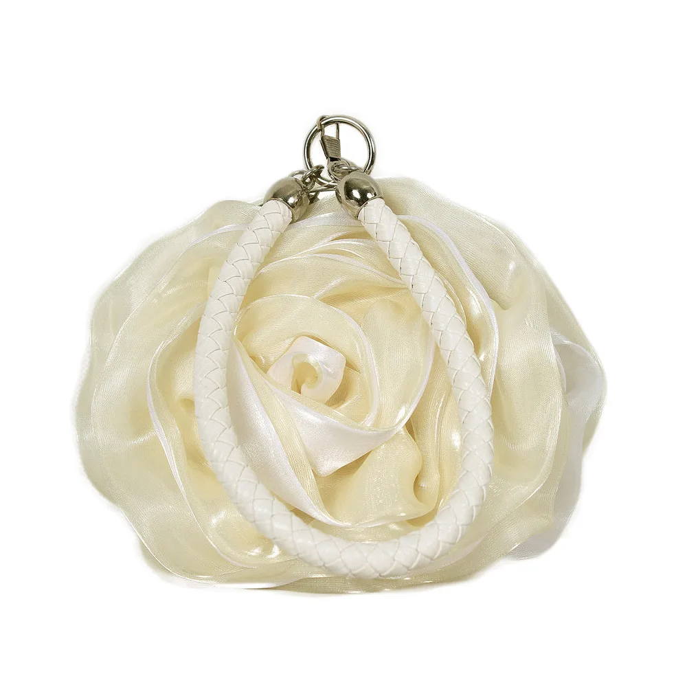 Bridal Rose Flower Evening Clutch Purse Women Bag Small Handbag Lady Silk Wedding Decorate Totes Party Bridesmaid Gift Purses