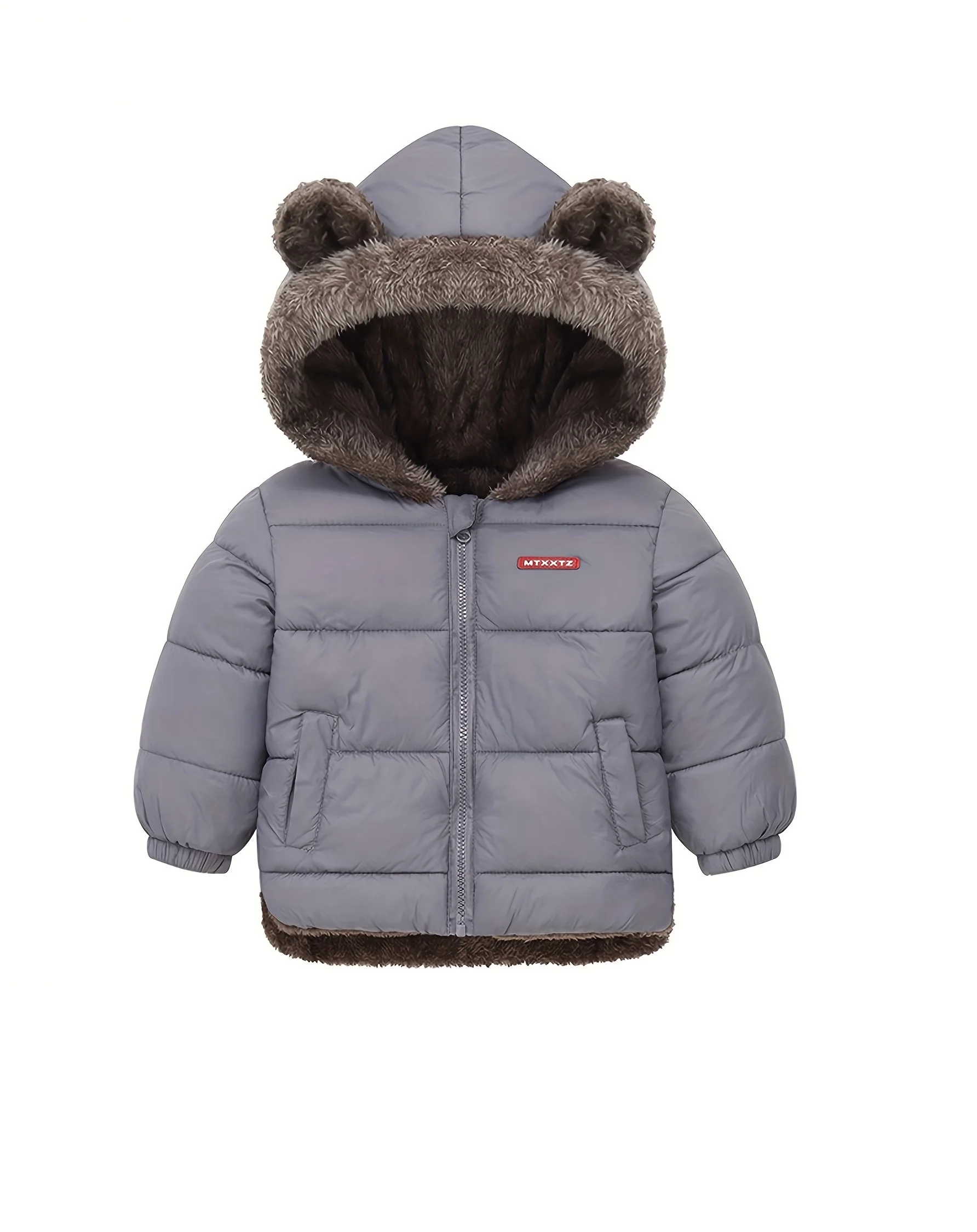 0-2 Years Old Autumn And Winter New Boys And Girls Babies Children Solid Color Casual Reversible Hooded Boys Cotton Jacket