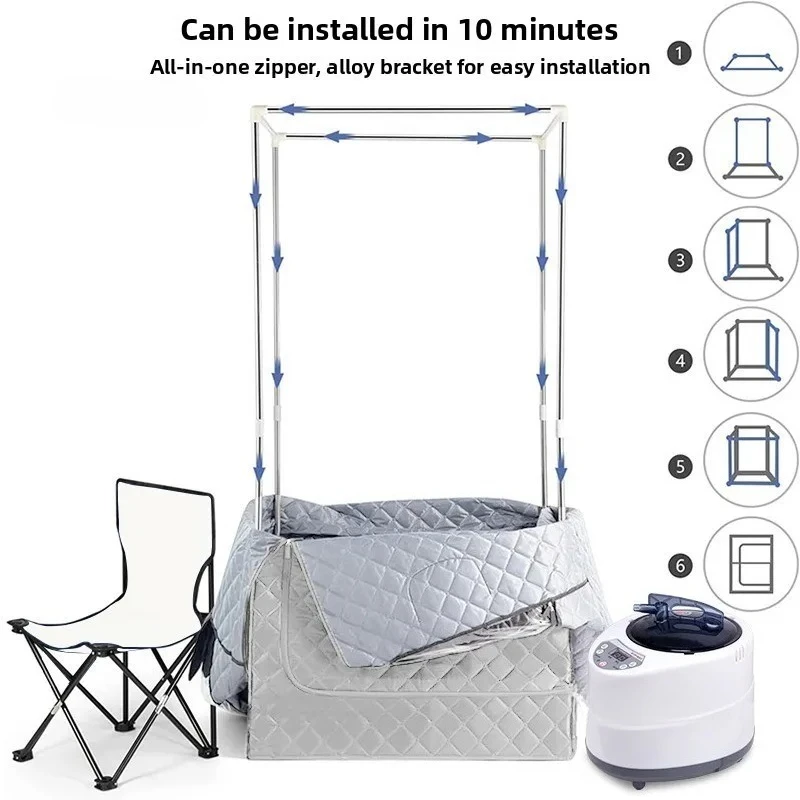 Movable Sauna Tent Full Body Steam Sauna Set 3L Large Steam Pot One Person Sauna Spa with Time Temperature Remote Control