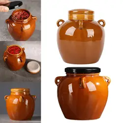 Ceramic Storage Jar with Lid Gift Accessories Collection Decor Handmade Containers for Pickels Home Table Kitchen