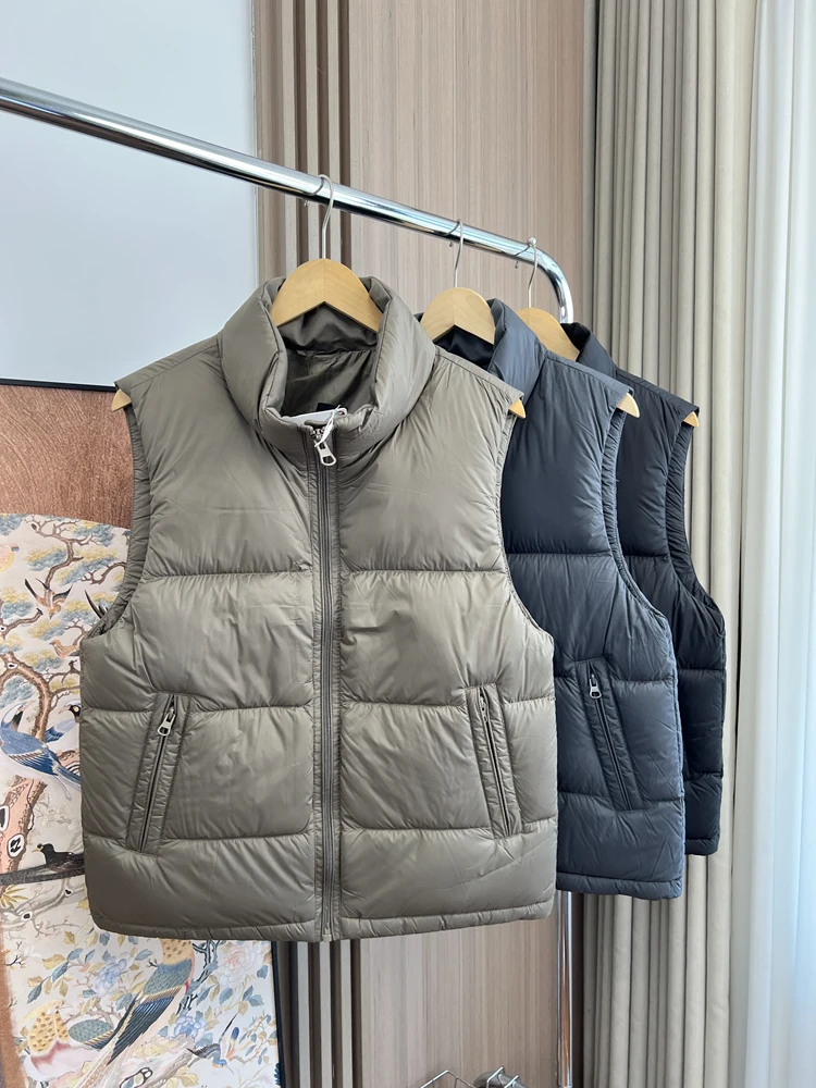 

Men's Casual Faion down Vest 90 Du down High Fluffy Thiened Stand Collar Autumn Winter Warm Outdoor Zipper Closure Soli...