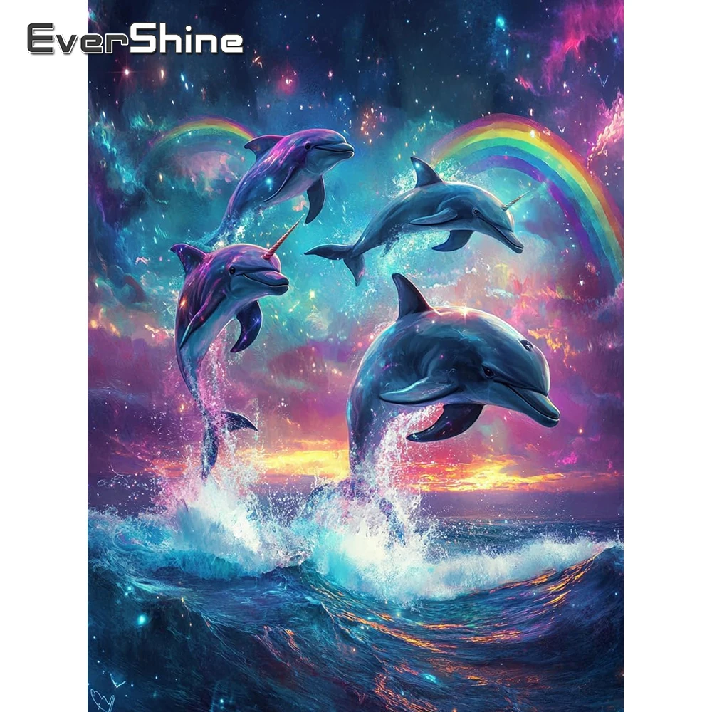 Evershine Elmas Mozaik Yunus Hayvan Desen Yetişkinler için Yeni Başlayanlar Elmas Boyama DIY Akrilik Zanaat Malzemeleri Çocuk Hobi