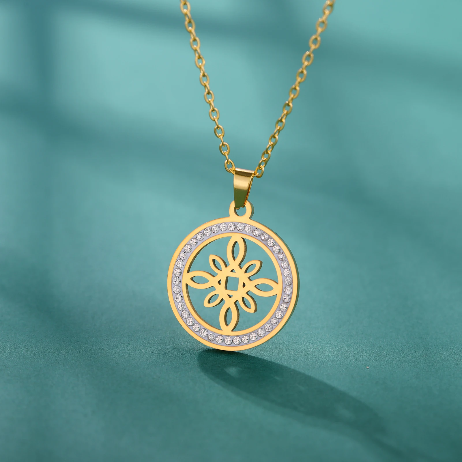 Skyrim Hexerei Hexen knoten Halskette Edelstahl klar Zirkon runde Anhänger Halsketten Amulett Wicca Schmuck Geburtstags geschenk – Detail 22