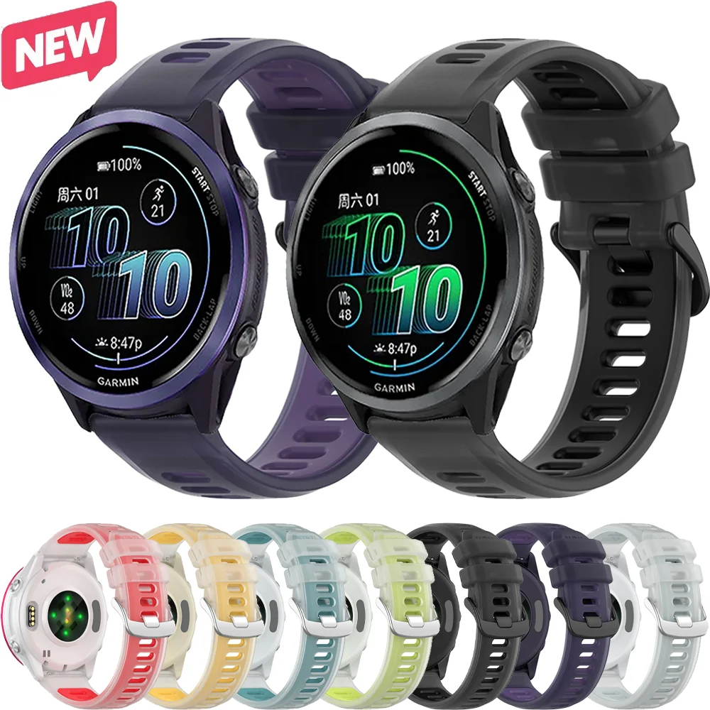 20mm 22mm Silicone Strap for Garmin Forerunner 570 47mm 42mm Transparent Wristband for Garmin Forerunner 970 965 170 70 265 255