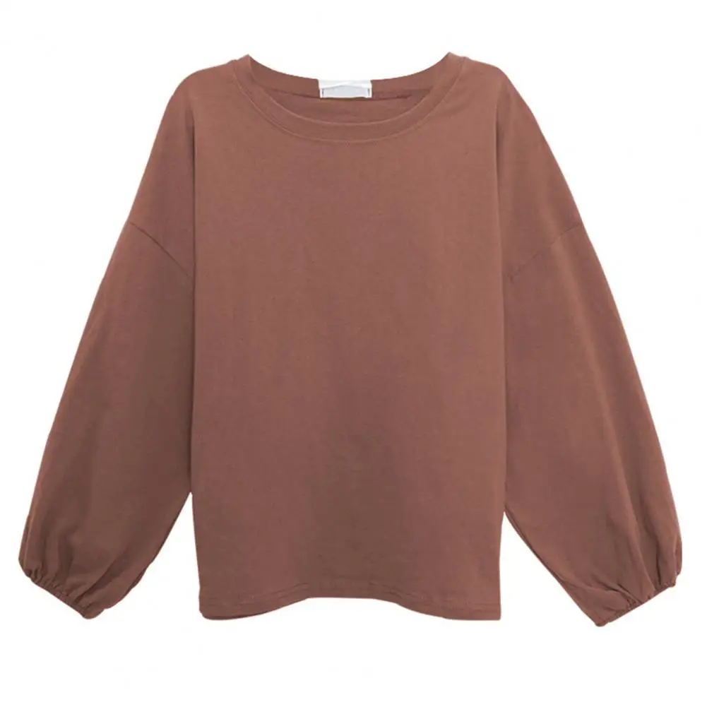 Women Blouse Stylish Women's Round Neck Long Sleeve T-shirt Collection Loose Fit Pullover Tops for Daily Wear Soft for Any