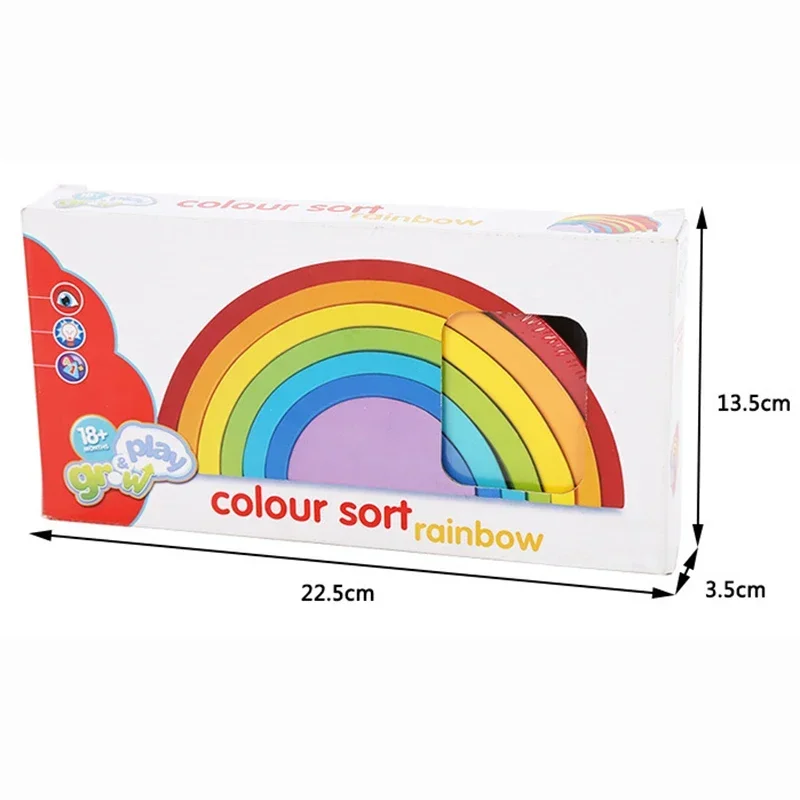 Arch Bridge Rainbow Building Blocks Kids Montessori Educational Games Color and Shape Cognitive Wooden Toys for Children