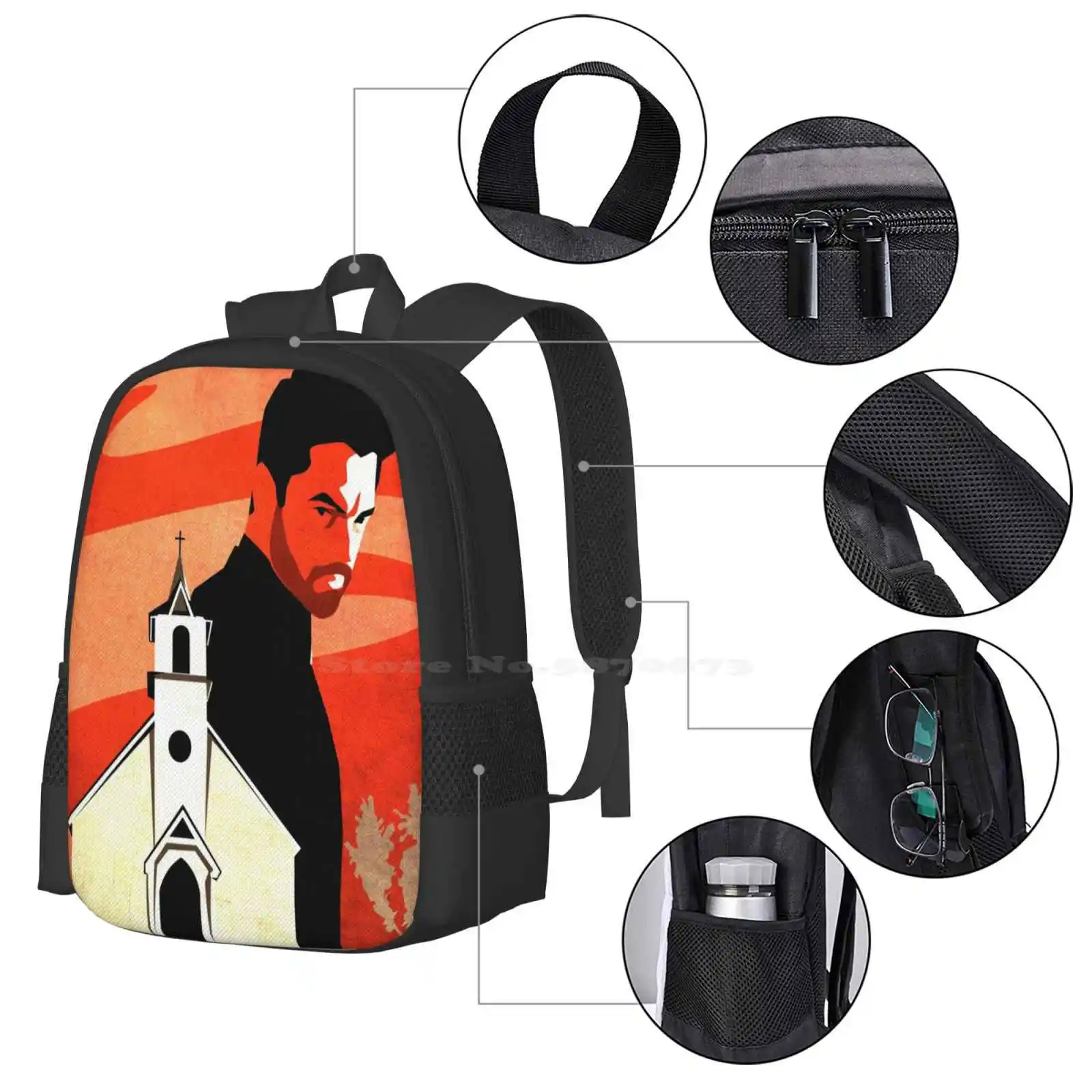 The Preacher Backpack For Student School Laptop Travel Bag Preacher Amc Dominic Cooper Annville Texas Comic Book Tv Jesse