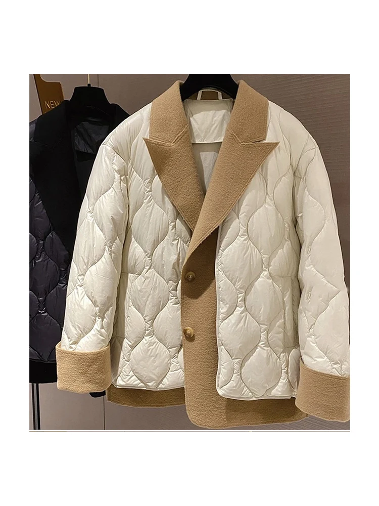 Vestes d\'Hiver de Style Coréen pour Femmes, Vêtements d\'Extérieur à Col Cranté, Simple Boutonnage, 03/Ins